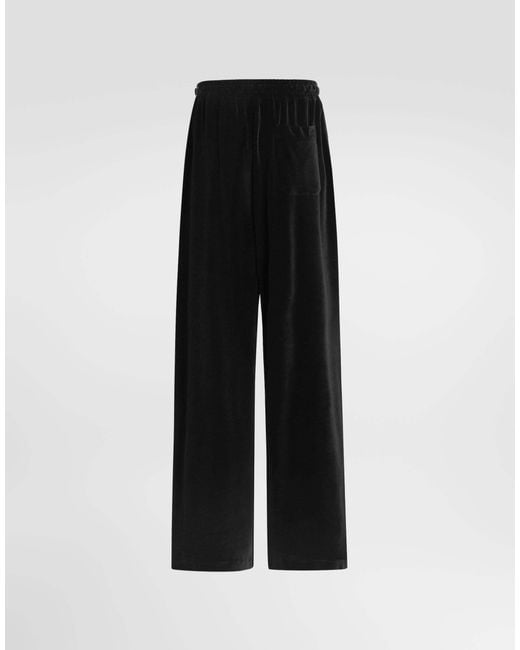 Dolce & Gabbana Black Straight Leg Velvet Trousers