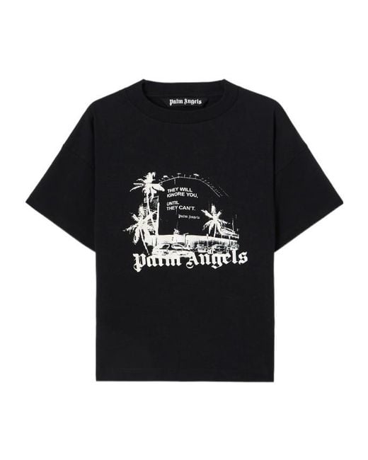 Palm Angels Black Graphic Printed Crewneck T-Shirt for men