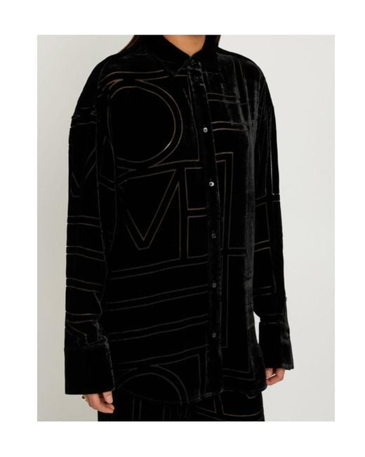 Totême Black Monogram Devore Shirt