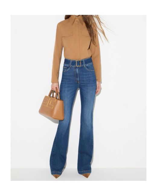Elisabetta Franchi Blue Flared Jeans