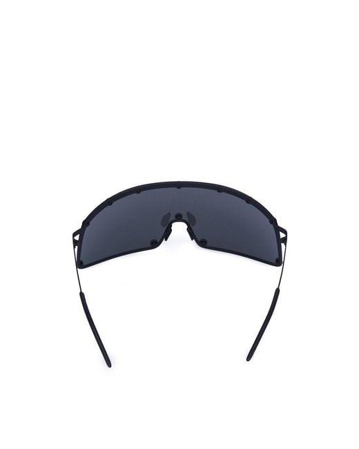 Rick Owens Blue Shield-Style Stainless Steel Frame Sunglasses for men