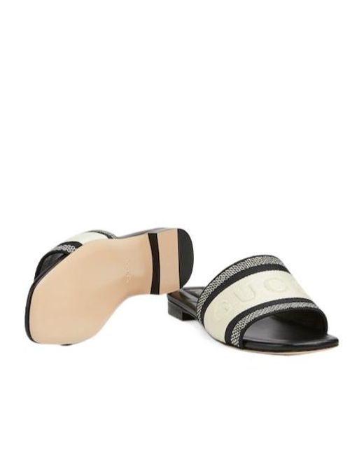 Gucci Black Slide Sandal With Web, Fabric