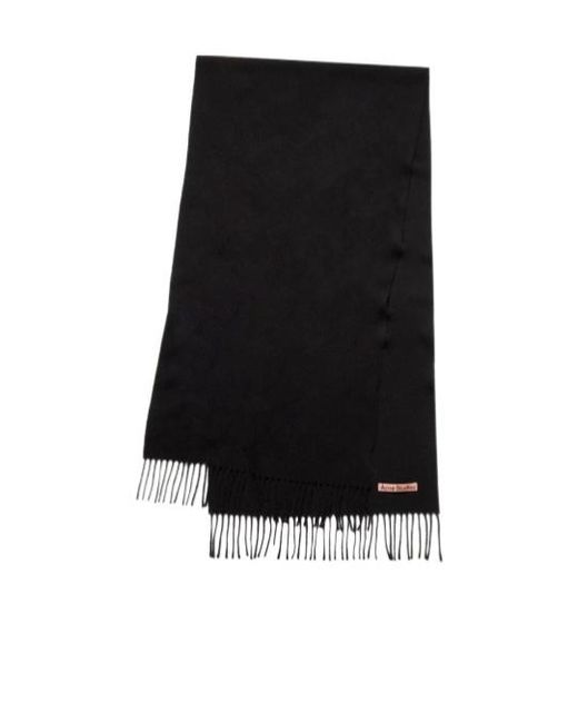 Acne Black Logo Wool Scarf