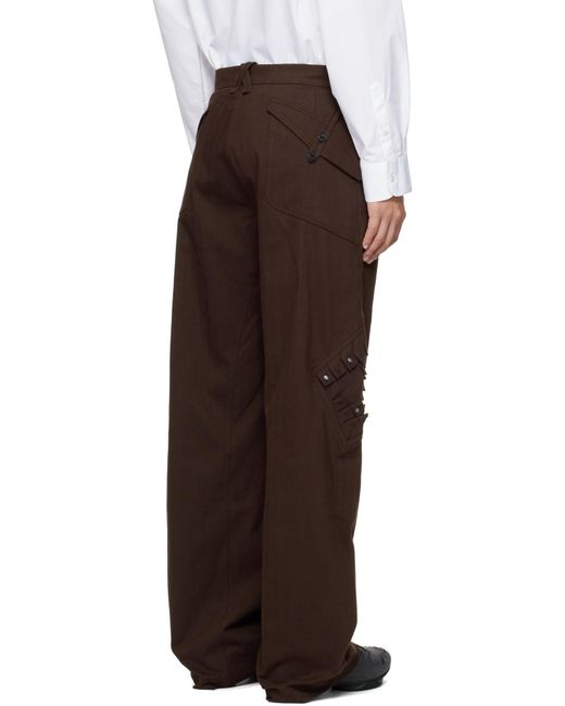Kiko Kostadinov Brown Estike Rivet-Detail Pants for men