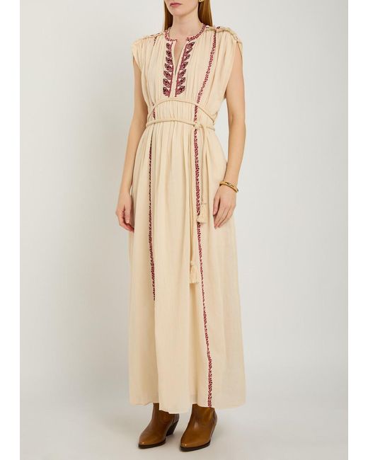 Isabel Marant Natural Embroidered Cotton Dress
