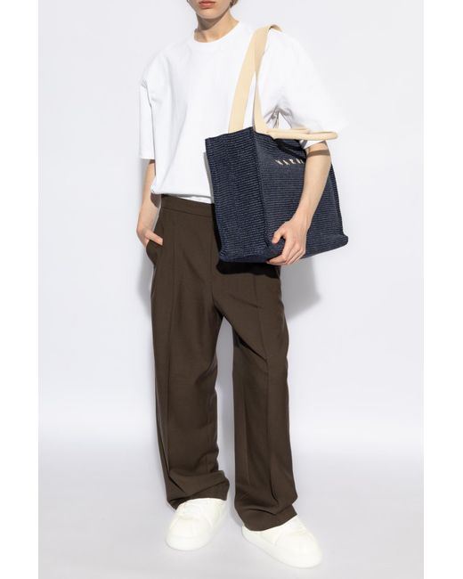 Marni White Logo Patch Crewneck T-Shirt for men