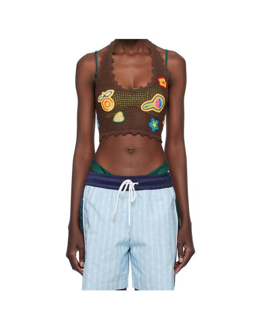 Casablanca Blue Crochet-Knit Top