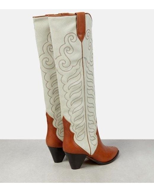 Isabel Marant Multicolor Liela Leather And Suede Cowboy Boots
