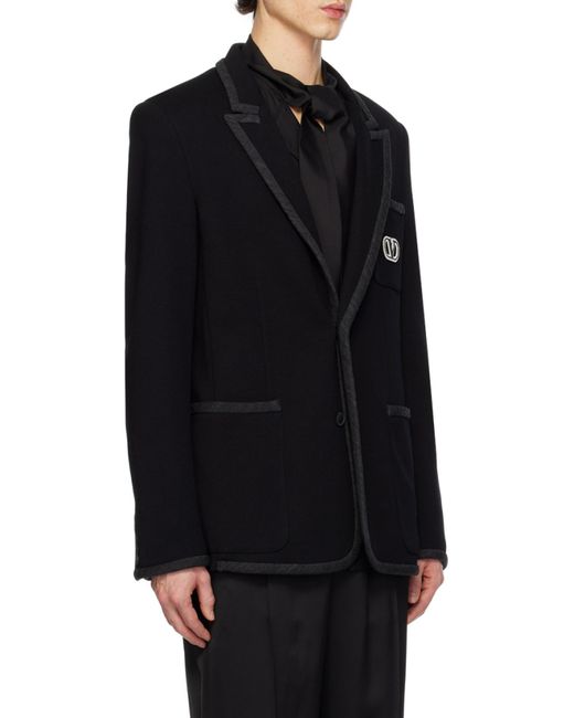Valentino Black Vlogo Signature Single-Breasted Straight Hem Blazer for men