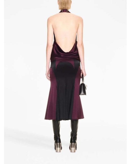 Off-White c/o Virgil Abloh Purple Pleated Satin Midi Skirt