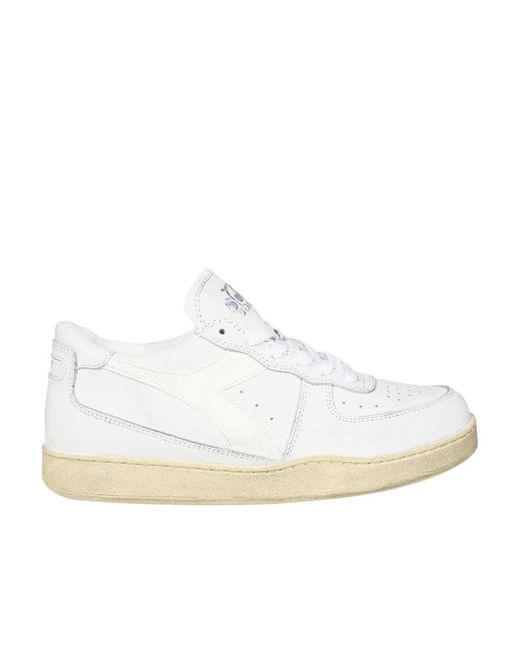 Diadora White Mi Basket Low-Top Sneakers for men