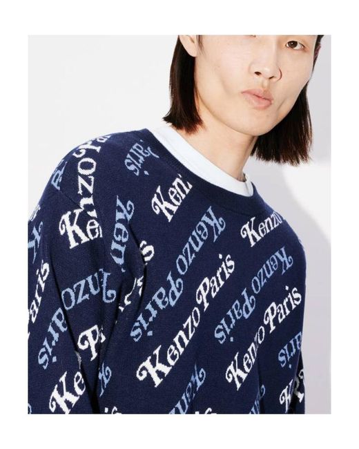 KENZO Blue All-Over Monogram Printed Jumper for men