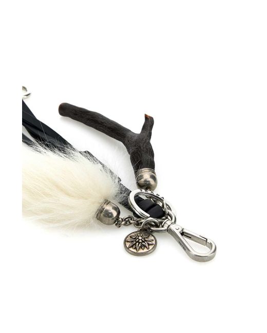 Prada White Logo-Engraved Keyring