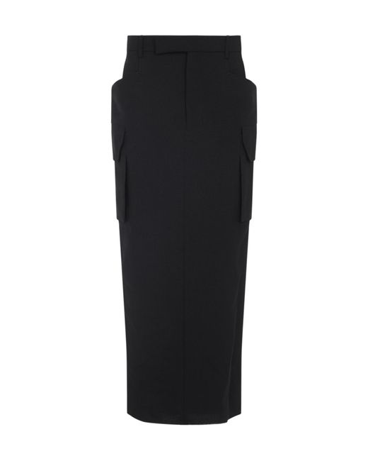 Rick Owens Black Firbanks Midi Skirt