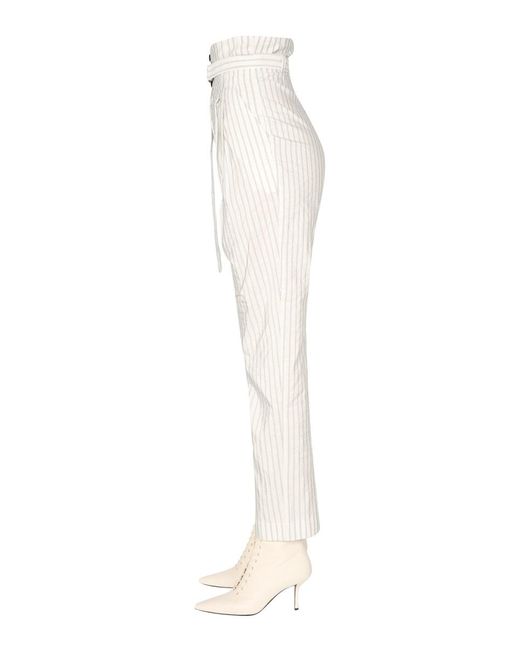 Philosophy Di Lorenzo Serafini White Striped Taffeta Trousers