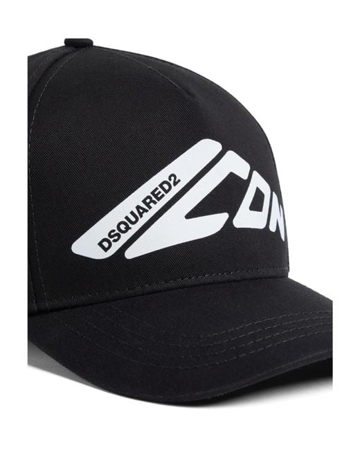 DSquared² Black Icon Logo Printed Baseball Cap for men
