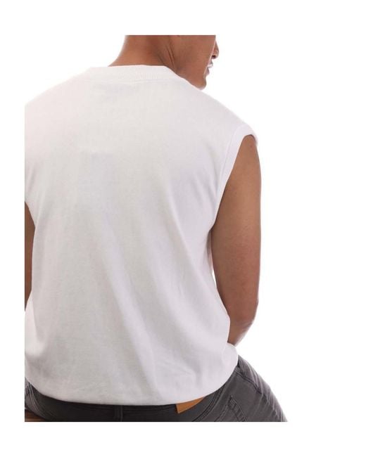 Boss White Vneck Sleeveless Tank Top for men