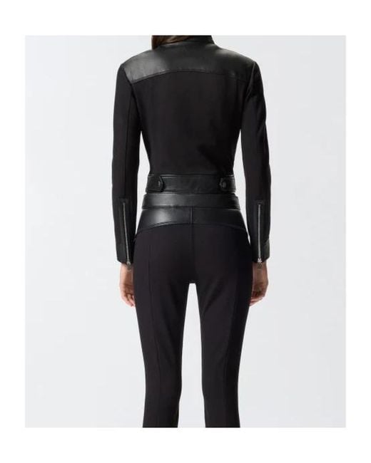 Pinko Black Dual-Fabric Biker Jacket