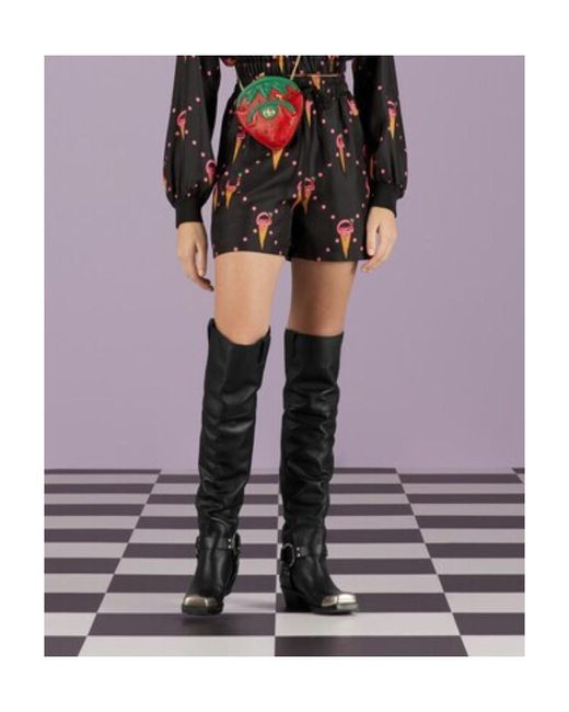 Gucci Black Ice-Cream-Print Silk Shorts