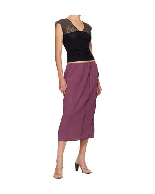 Baserange Purple Elastic Waist Midi Skirt