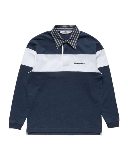Acne Blue Striped Polo Sweatshirt for men