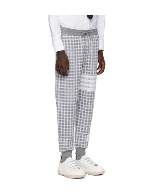 Thom Browne Black Check Jacquard 4-Bar Sweatpants for men