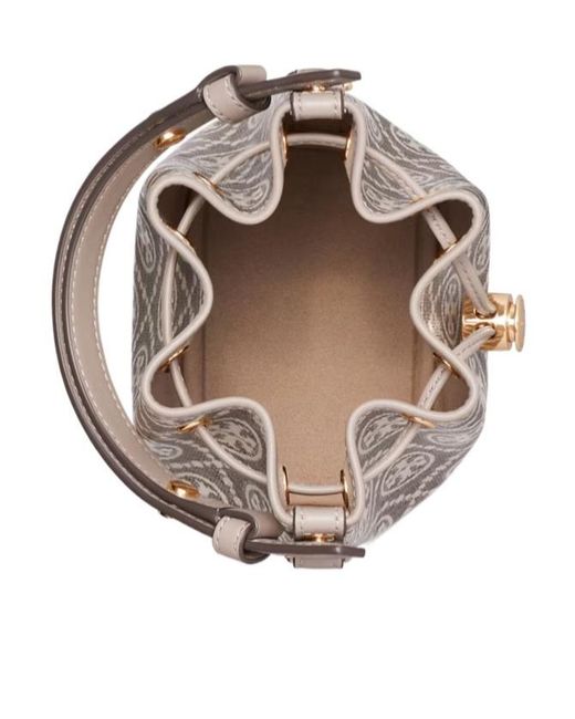 Tory Burch White T Monogram Mini Bucket Bag