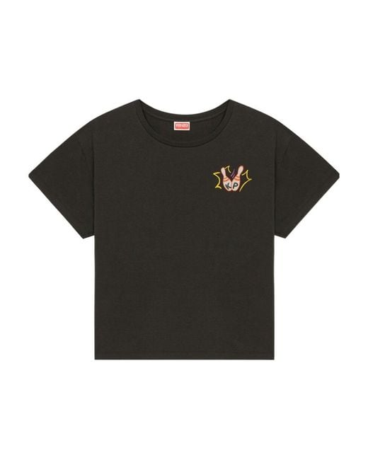 KENZO Black Graphic Printed Crewneck T-Shirt