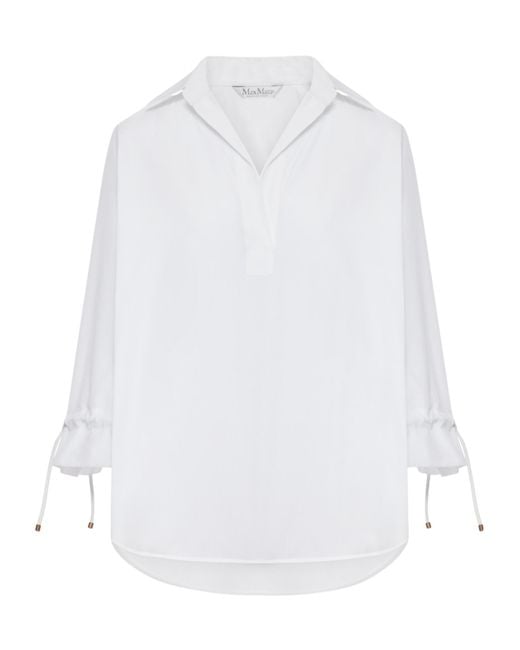 Max Mara White Mxmadorni Long-Sleeved Drawstring Top