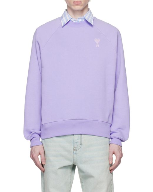 AMI Purple Ami De C Ur Round Neck Sweater for men