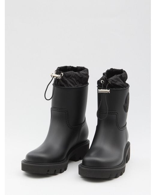 Moncler Black Kickstream Logo Patch Rain Boots