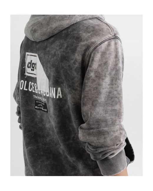 Dolce & Gabbana Gray Logo-Patch Hoodie for men