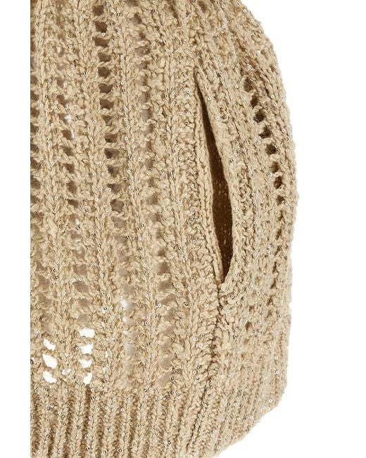 Brunello Cucinelli Natural Tied-Waist Knitted Cardigan