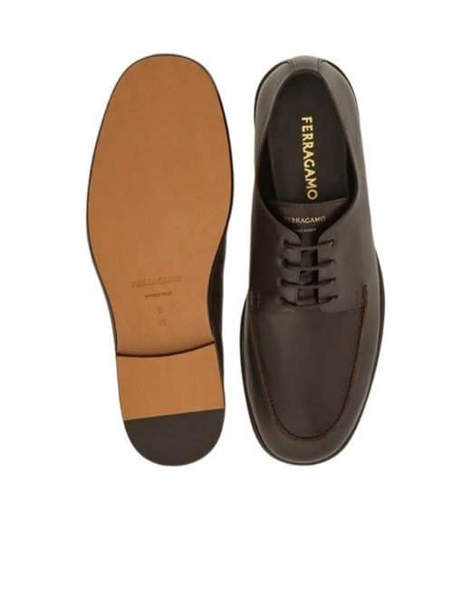 Ferragamo Brown Ferragamo Logo Printed Lace-Up Shoese for men