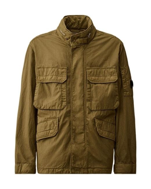 C P Company Green Hooded Four-Pocket Jacket for men