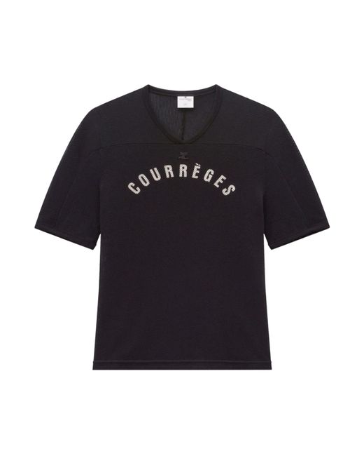 Courreges Black Courrèges Logo Printed Mesh T-Shirt for men