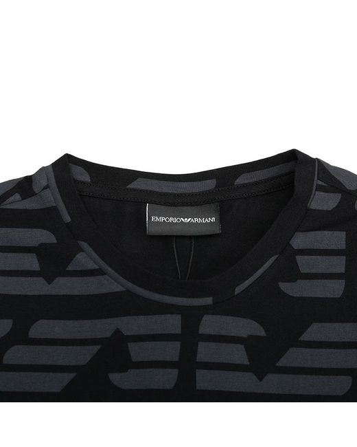 Emporio Armani Black Logo Printed T-Shirt for men