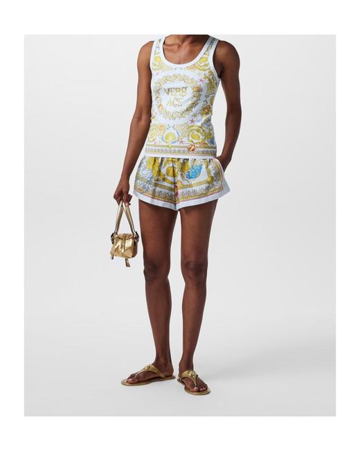 Versace Blue Barocco Printed Tank Vest