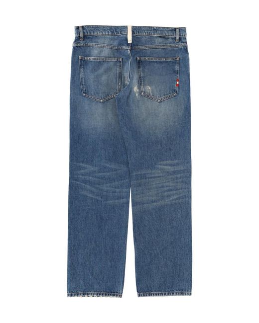 AMISH Blue James Distressed Straight-Leg Jeans for men