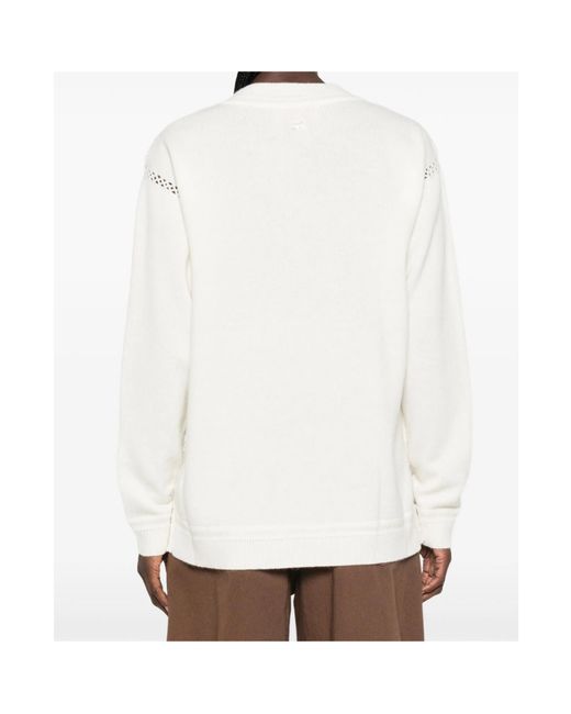 ERMANNO FIRENZE White Lace-Panel Knit Top