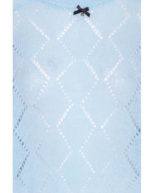 ROTATE BIRGER CHRISTENSEN Blue Pointelle-Knit Sweater