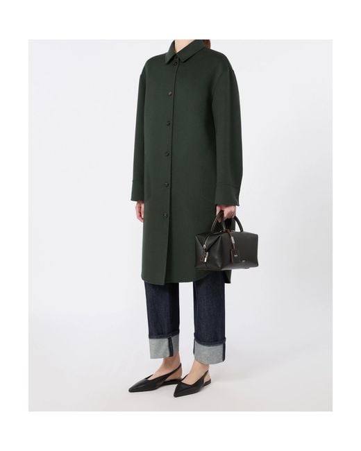 Max Mara Green Virgin Wool Button-Down Coat