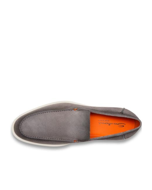 Santoni Gray Botanist Suede Loafers for men