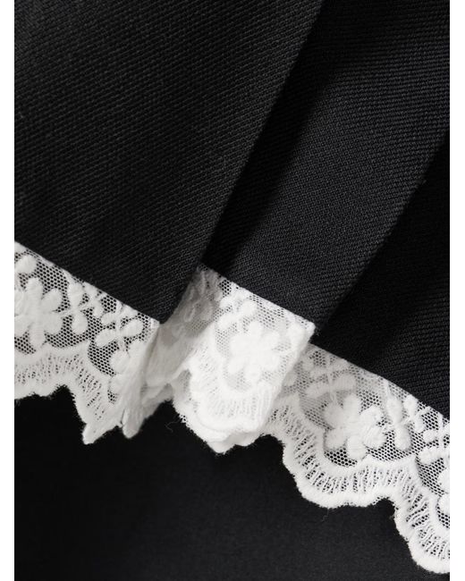 ShuShu/Tong Black Lace-Trimmed Midi Skirt