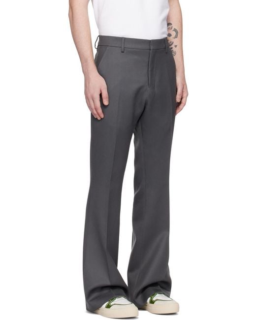 AMI Gray Belt-Loop Casual Pants for men