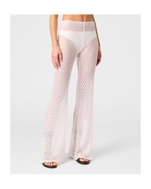 Missoni White Sheer Patterned Knitted Trousers