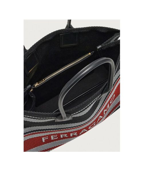 Ferragamo Black Ferragamo Logo Jacquard Signature Tote Bag