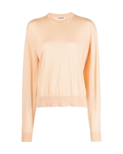 Jil Sander Natural Crew-Neck Long-Sleeve Sweater