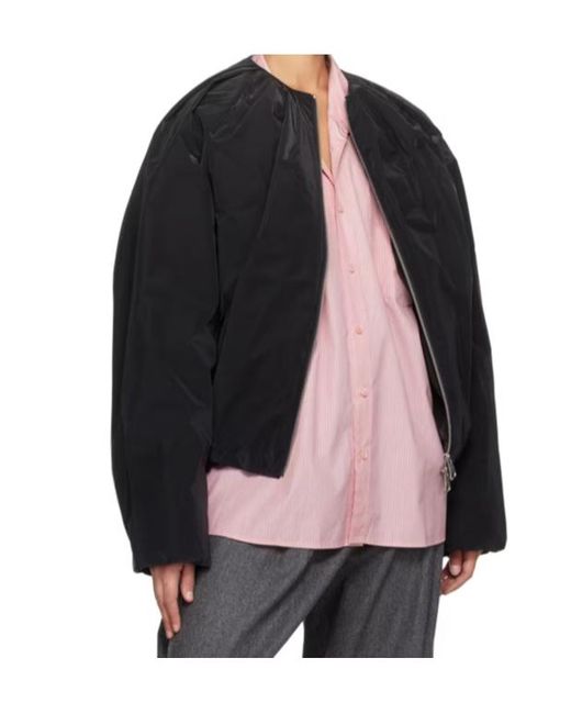 Adererror Black Round-Collar Pleated Down Jacket