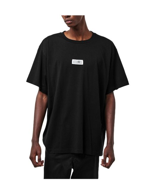 MM6 by Maison Margiela Black Regular Fit Logo T-Shirt for men